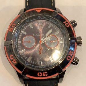 Men’s Nautica Gunmetal/Orange Croc Silicone Watch